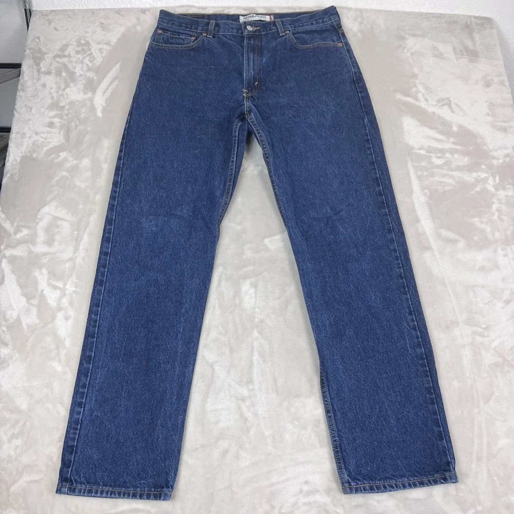 Levis 505 Jeans Mens 36x34 Blue Denim Straight Leg Workwear Cotton Americana Y2K